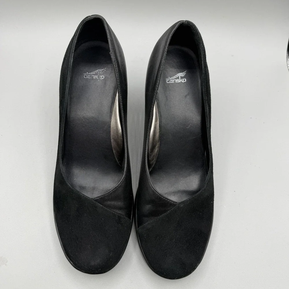 Dansko Tuttie Black Leather Suede Slip-On Comfort Pump Shoes Size 40/US 9.5 - 10